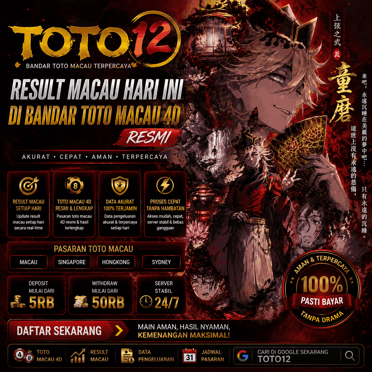 Thumbnail 1 of 3, Poster, TOTO12 - Result Macau Hari Ini di Bandar Toto Macau 4D Resmi designed and sold by TOTO12.