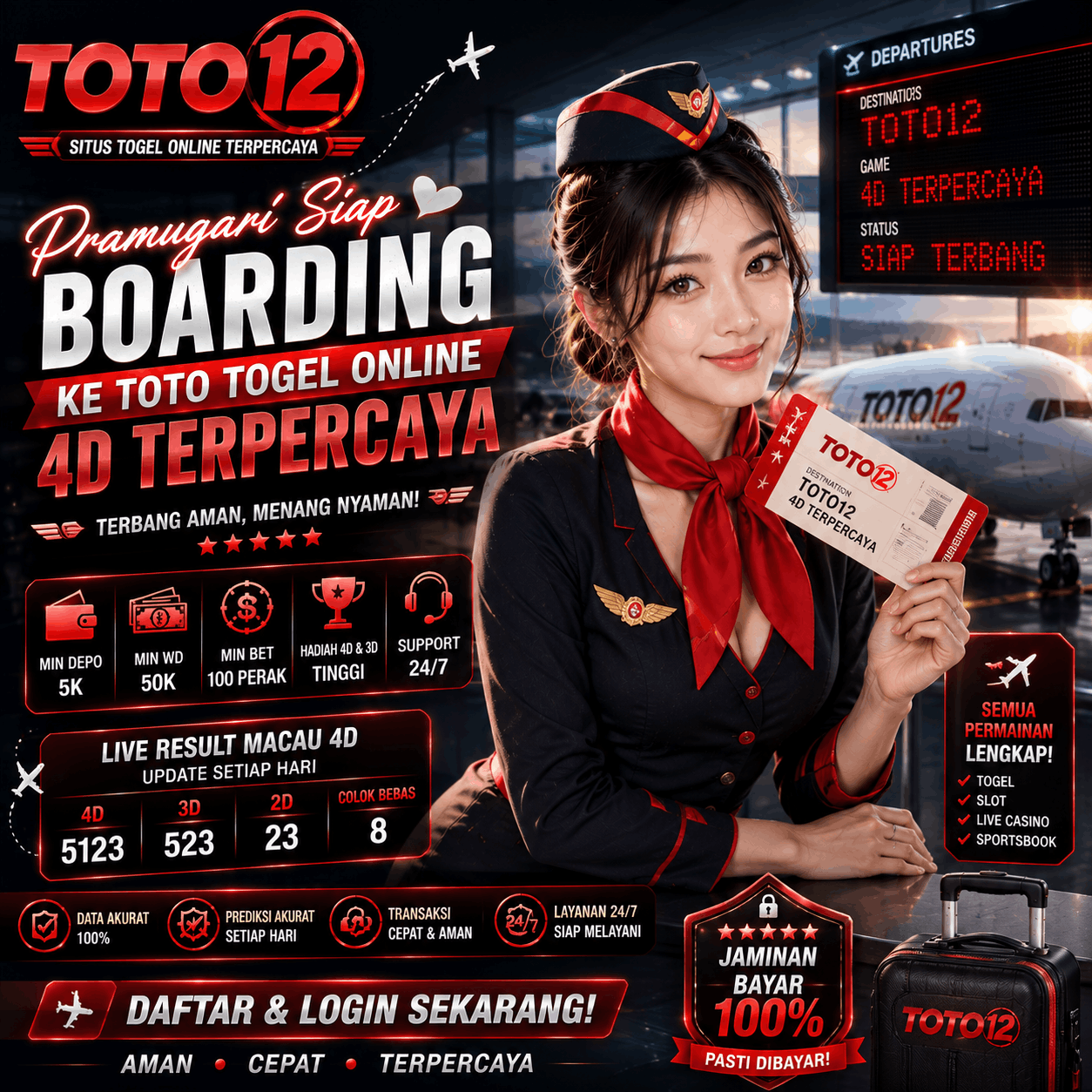 TOTO12 🛫 Pramugari Siap Boarding ke Toto Togel Online 4d Terpercaya